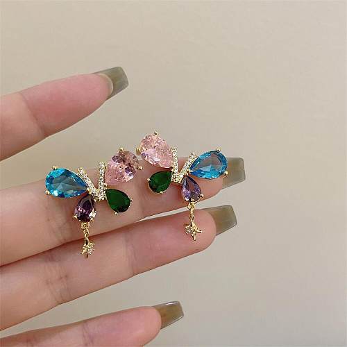 1 Pair Sweet Butterfly Plating Inlay Copper Zircon Ear Studs