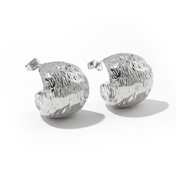 1 Pair IG Style C Shape Plating Copper 18K Gold Plated Earrings