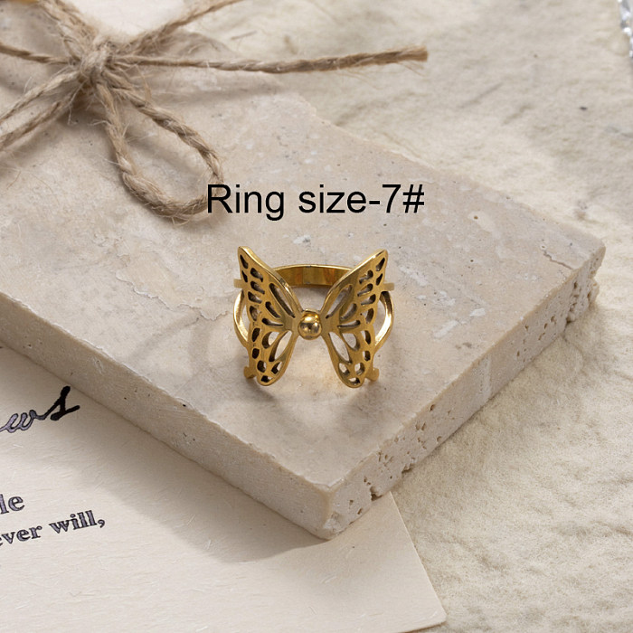 خواتم IG Style Butterfly من الفولاذ المقاوم للصدأ مطلية بالذهب عيار 18 قيراط بكميات كبيرة