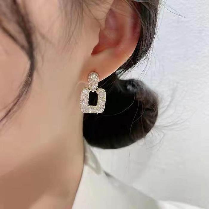 1 Pair Lady Modern Style Simple Style Geometric Inlay Copper Zircon Earrings