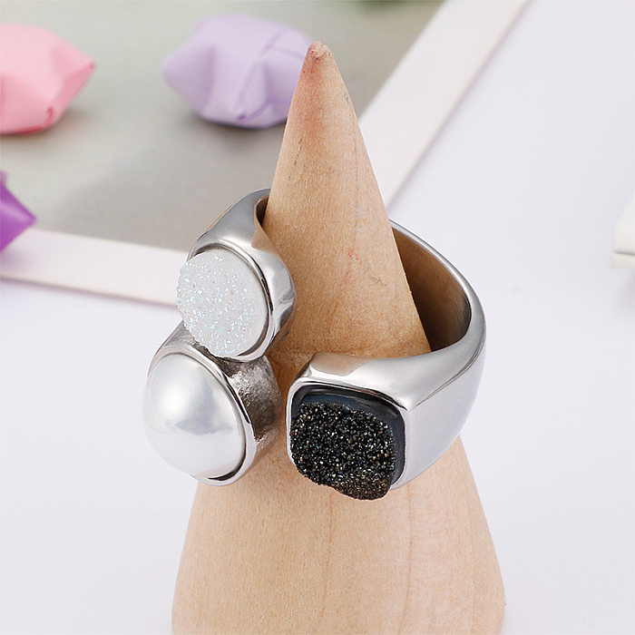 Jóias nova pulseira de aço titânio europeu e americano moda criativa simples anel de pérola