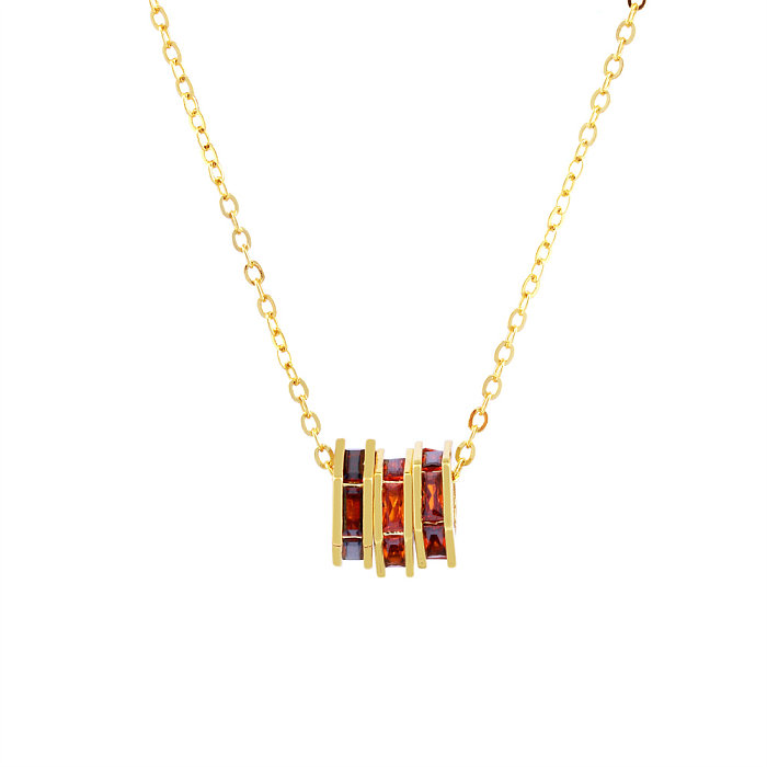 Simple Style Hexagon Copper Plating Inlay Zircon 18K Gold Plated Necklace