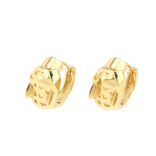 1 Pair Hip-Hop Simple Style Solid Color Plating Inlay Copper Zircon 18K Gold Plated Hoop Earrings