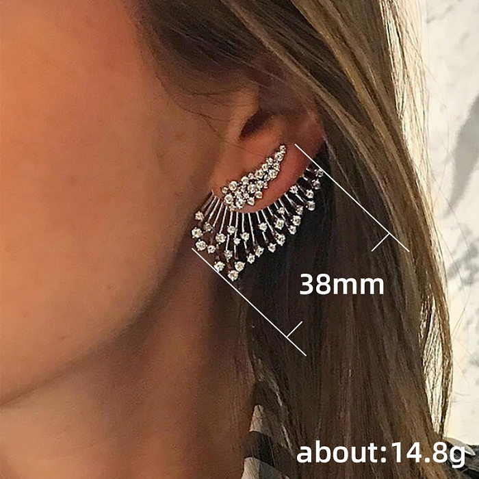1 paire de clous d'oreilles en Zircon avec incrustation de cuivre géométrique à la mode