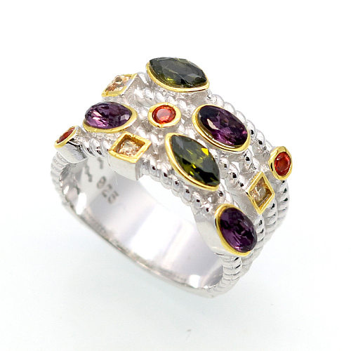 1 peça moda colorido titânio aço polimento chapeamento incrustação anéis de pedras preciosas artificiais