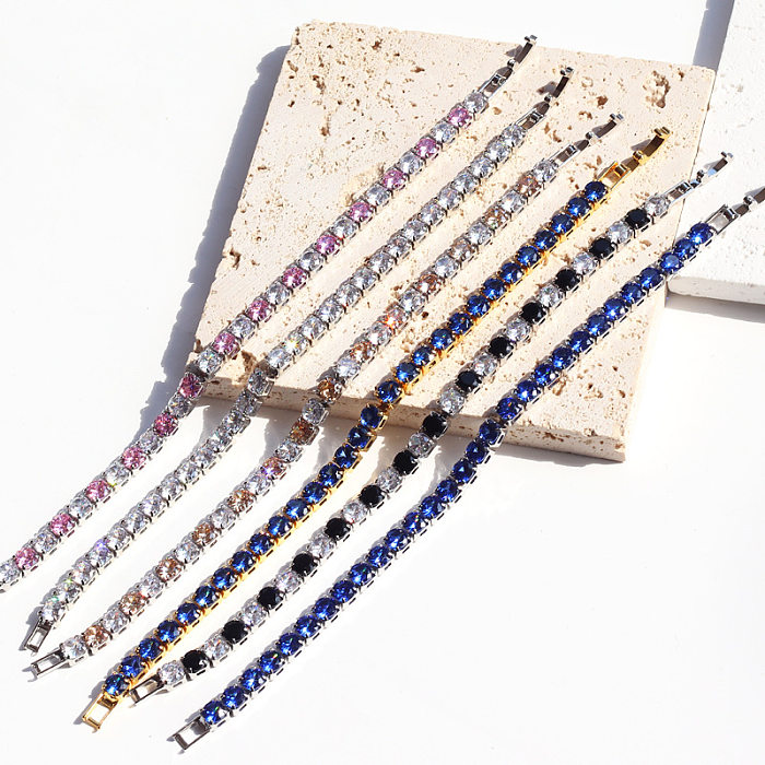 Elegante Damen-Armbänder mit geometrischem Kupfer-Inlay und Zirkon