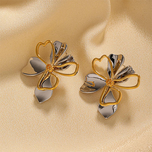 1 par de pendientes elegantes de cobre con flores de estilo romano para mujer