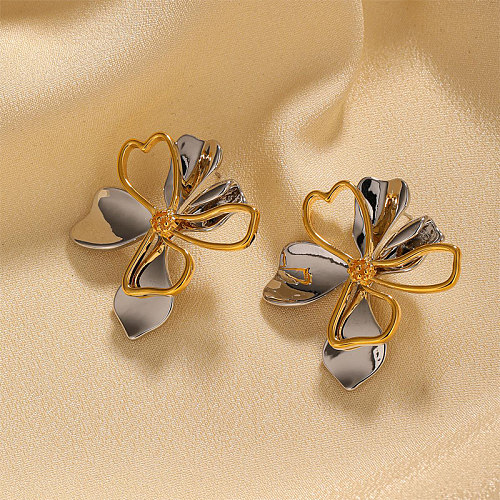1 Pair Elegant Lady Roman Style Flower Copper Ear Studs