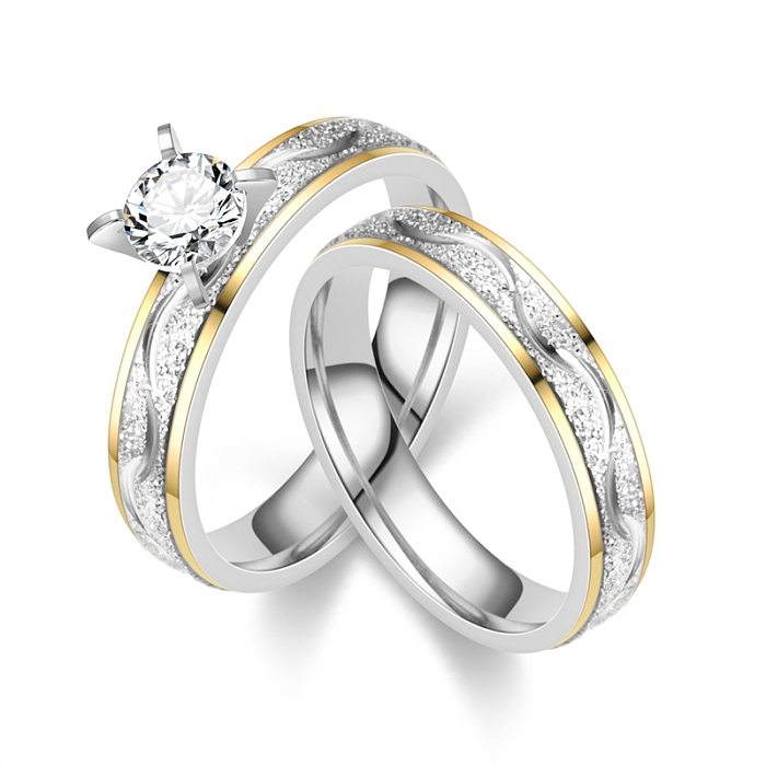 Elegant Modern Style Round Titanium Steel Artificial Diamond Rings In Bulk