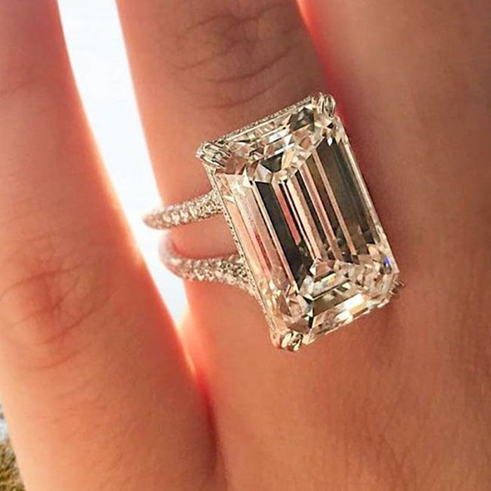 Novo brilhante super grande 14*10mm quadrado diamante zircão anel de cobre jóias femininas