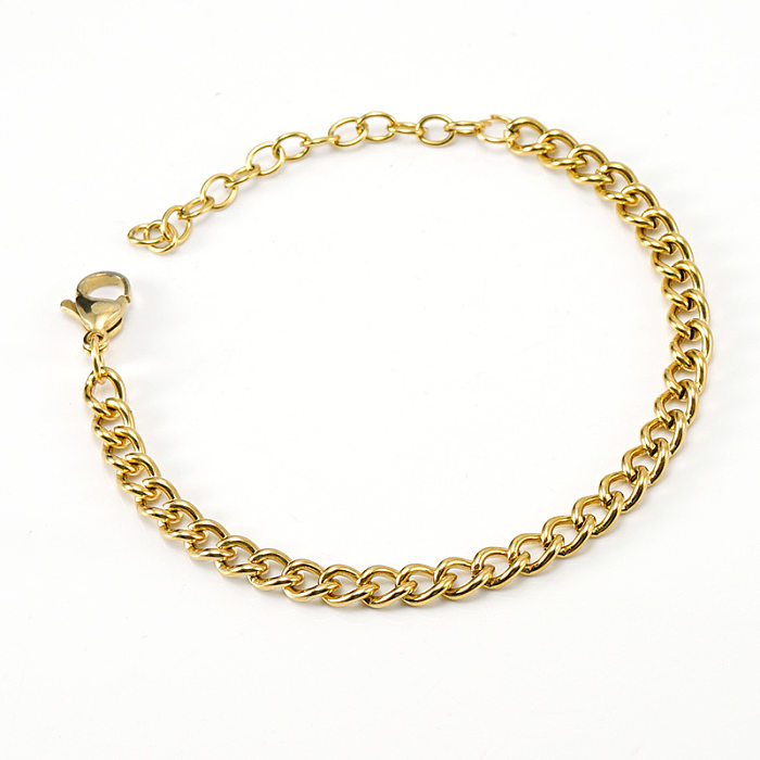 Collier de bracelets plaqués or en acier inoxydable géométrique hip-hop