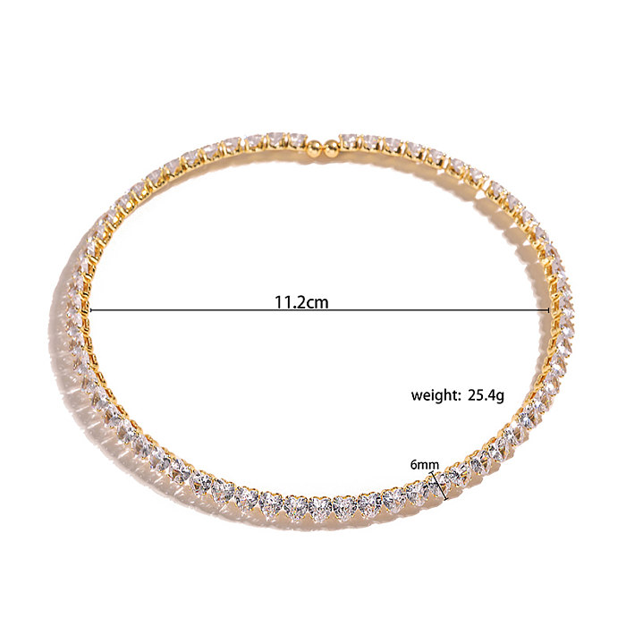 Lady Heart Shape Copper Plating Inlay Zircon 18K Gold Plated Bracelets Necklace