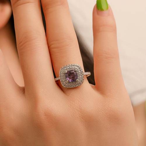 Anel feminino microconjunto de zircão anel de casamento de diamante coreano