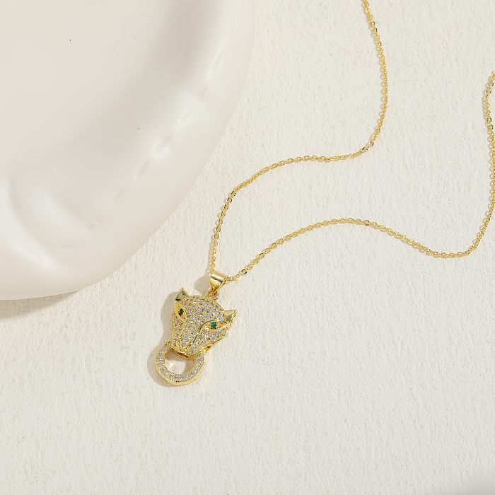 Luxurious Bear Copper 14K Gold Plated Zircon Pendant Necklace In Bulk
