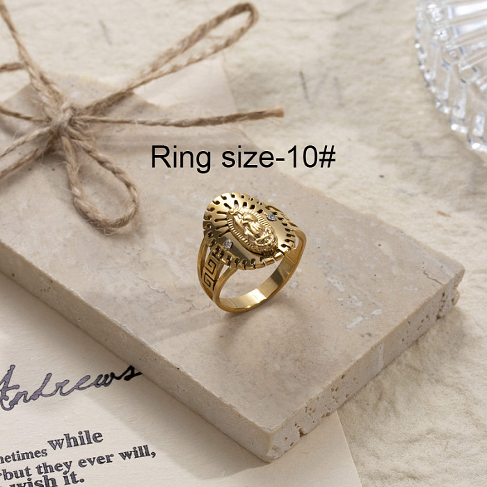 IG Style Geometric Snake Stainless Steel 18K Gold Plated Rhinestones Rings In Bulk