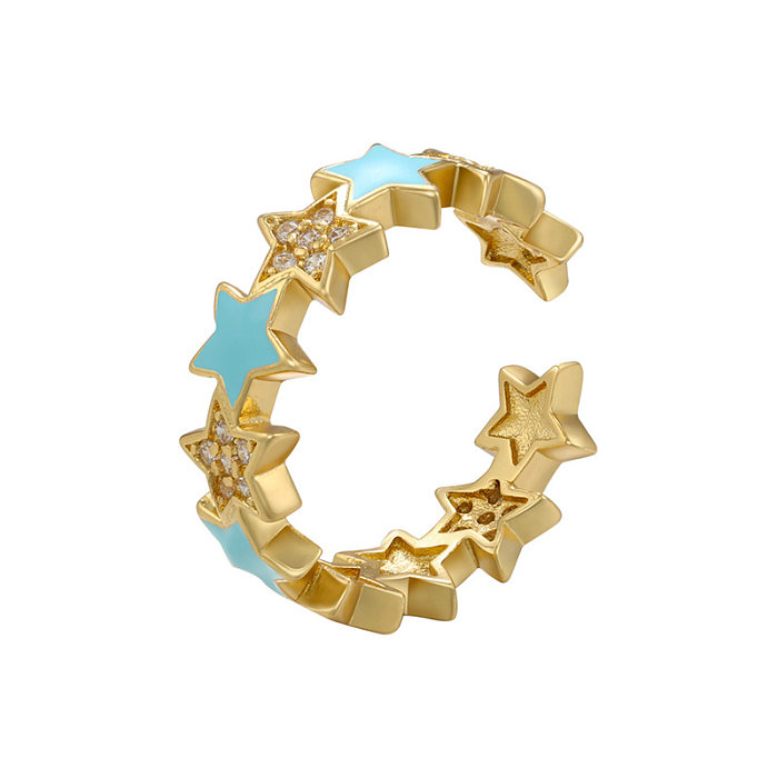 Anéis de zircão revestidos de latão Fashion Star 1 peça