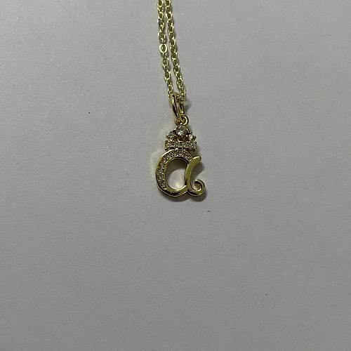 Collier avec pendentif en Zircon plaqué or 14 carats, lettre de Style classique en cuivre, en vrac