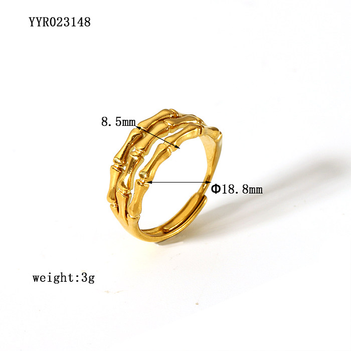 Wholesale Retro Classic Style Solid Color Stainless Steel Plating 18K Gold Plated Open Rings