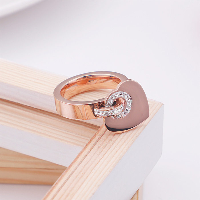 Stainless Steel Diamond Heart-shaped Fashion Ring Wholesale Jewelry jewelry