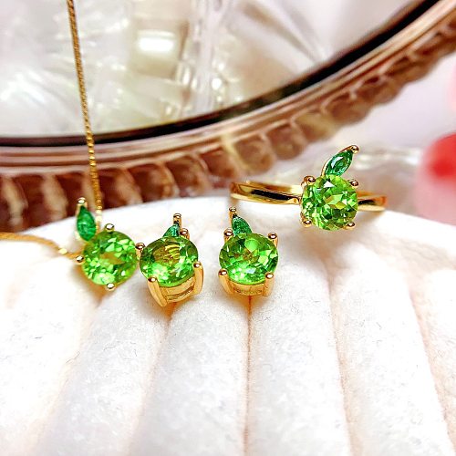 1 Piece 1 Pair Simple Style Fruit Copper Plating Women'S Rings Earrings Necklace
