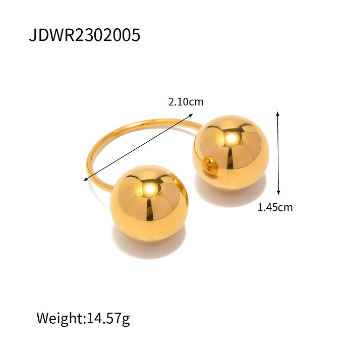 INS Style Simple Style Ball Stainless Steel Plating 18K Gold Plated Open Ring