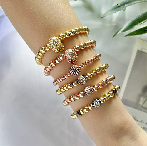 Bracelets géométriques ronds en cuivre avec incrustation de Zircon, Style moderne et classique