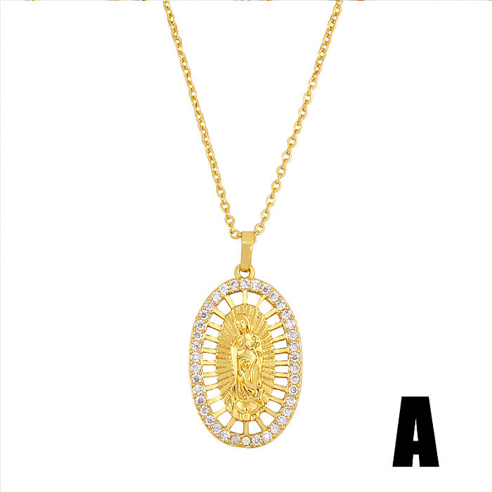 Geometric Micro-inlaid Zircon Necklace Punk Hip Hop Virgin Mary Necklace Wholesale jewelry