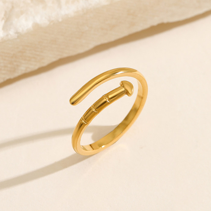 Wholesale Simple Style Solid Color Stainless Steel Plating 18K Gold Plated Open Rings