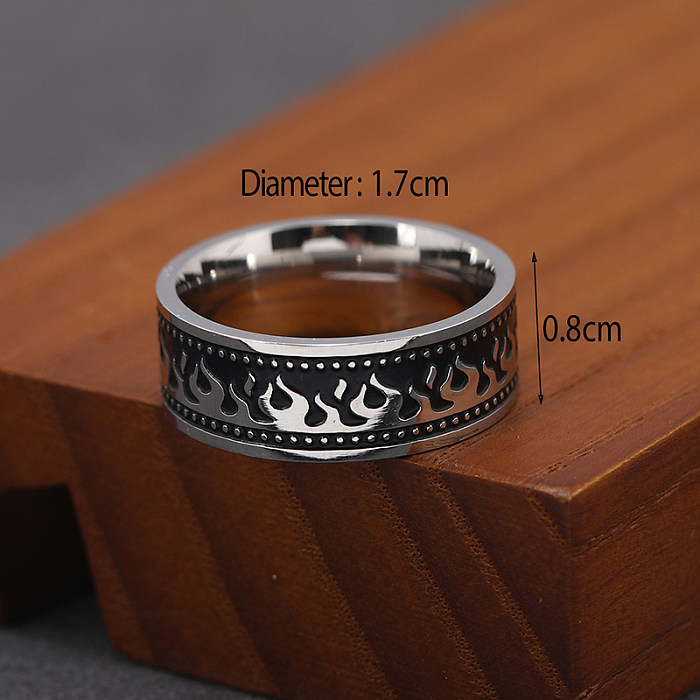 Casual Retro Flame Stainless Steel Alloy Rings