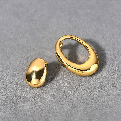 1 Pair Simple Style Oval Plating Copper Ear Studs