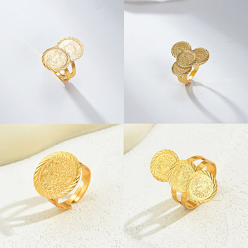 Basic Punk Simple Style Coin Copper Plating 18K Gold Plated Open Rings