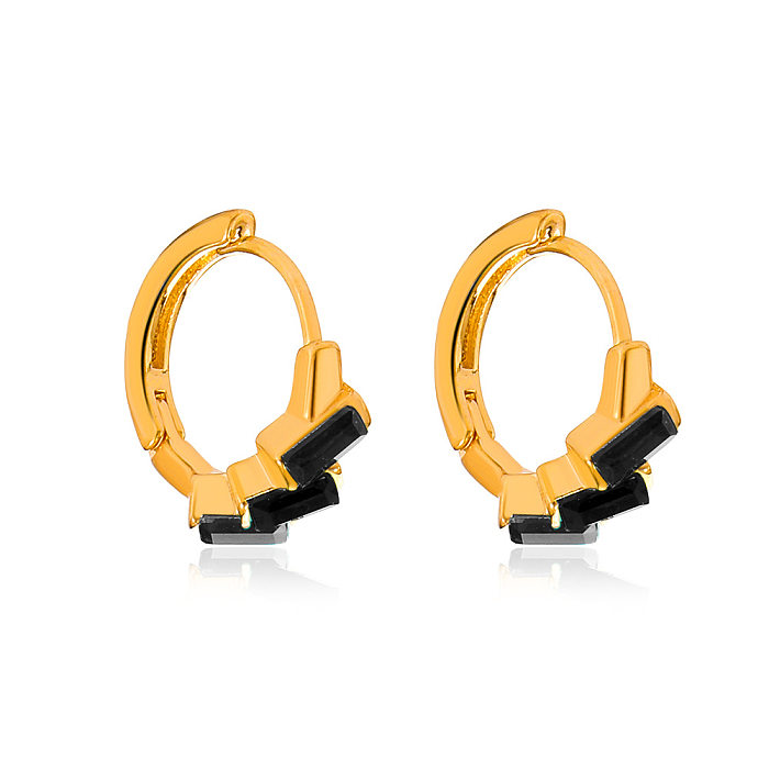 Sweet Geometric Copper Earrings Plating Inlay Zircon Copper Earrings