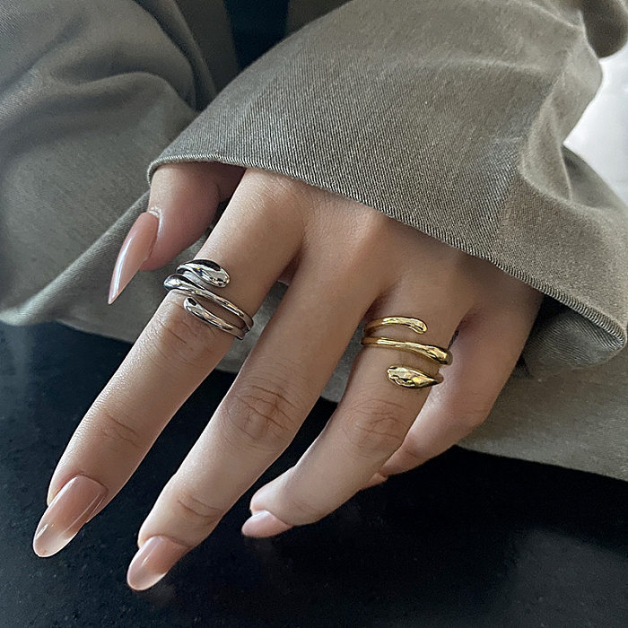 Anillo apilable de moda para mujer, anillo abierto de cobre Chapado en plata con gota de agua Simple para mujer