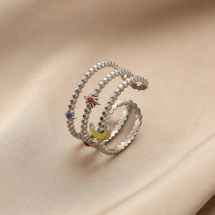 Anéis de aço inoxidável com chapeamento de anel aberto de aço titânio retrô estrela