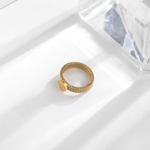 Hip-Hop Retro Solid Color Titanium Steel Plating Gold Plated Rings