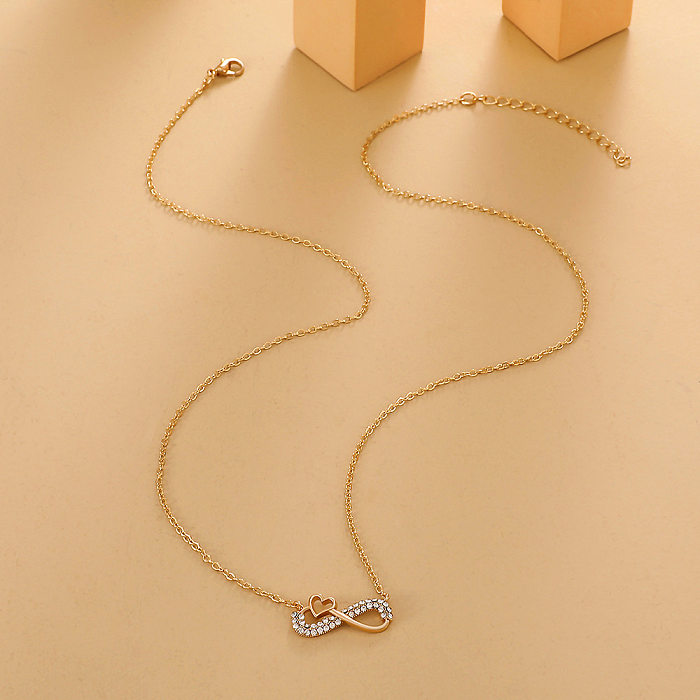 Mode Nummer Schleife Knoten Kupfer Anhänger Halskette Inlay Strass Kupfer Halsketten