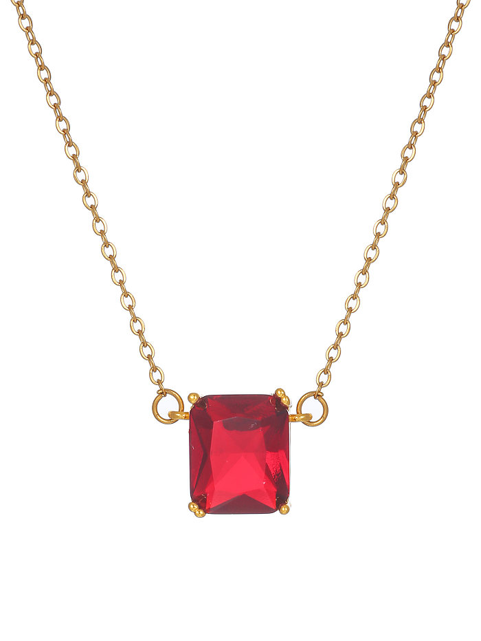 Elegant Simple Style Geometric Copper Plating Inlay Zircon 18K Gold Plated Pendant Necklace