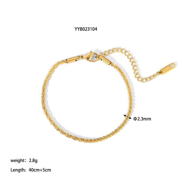Collar de pulseras chapado en oro de 18 quilates con revestimiento de acero inoxidable de color sólido estilo IG