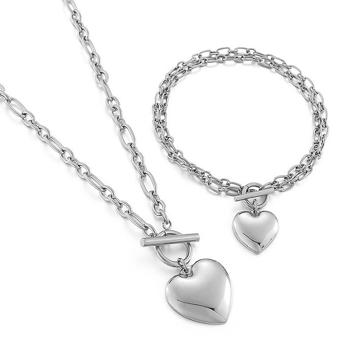 Europeu e americano ot fivela coração colar pulseira em forma de coração o-cadeia terno de aço inoxidável