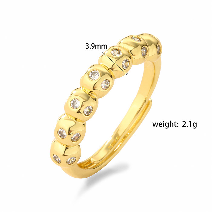 Vacation Simple Style Cool Style Round Copper Plating Inlay Zircon 18K Gold Plated Rings Bracelets Earrings