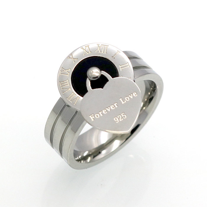 1 pièce mode lettre coeur forme titane acier placage anneaux