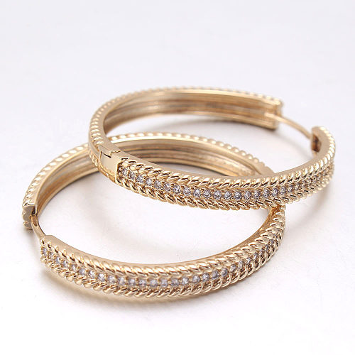 1 Pair Lady Classic Style Solid Color Plating Inlay Copper Zircon Gold Plated Earrings