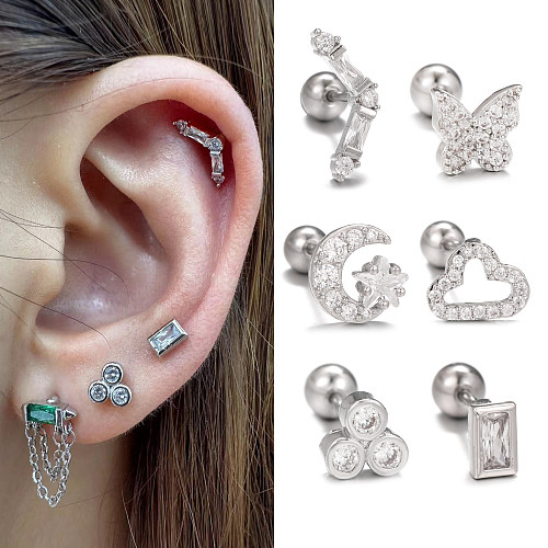 1 Piece Simple Style Butterfly Plating Inlay Brass Zircon 18K Gold Plated White Gold Plated Sleeper Earrings  Ear Studs