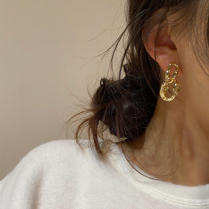 Fashion Irregular Copper Drop Earrings Plating Copper Earrings