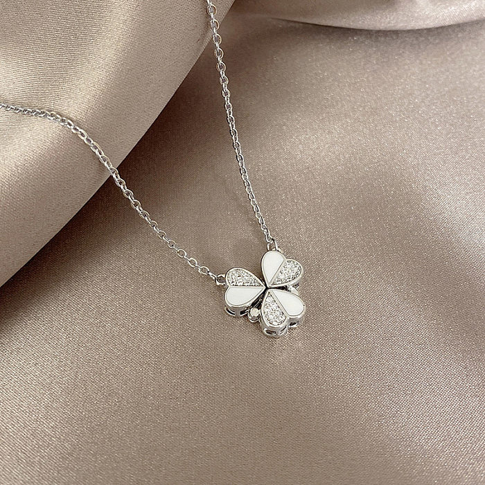 Mode fleur papillon titane acier cuivre perle placage incrustation strass pendentif collier 1 pièce