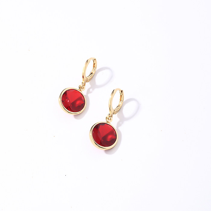 1 Pair Casual Sweet Simple Style Round Plating Inlay Copper Zircon Gold Plated Drop Earrings