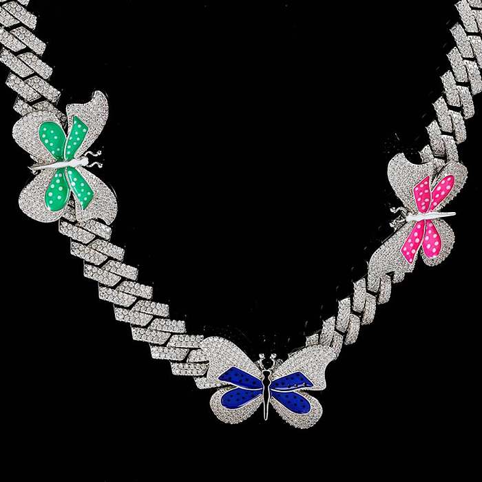 Novelty Butterfly Copper Inlay Zircon Necklace