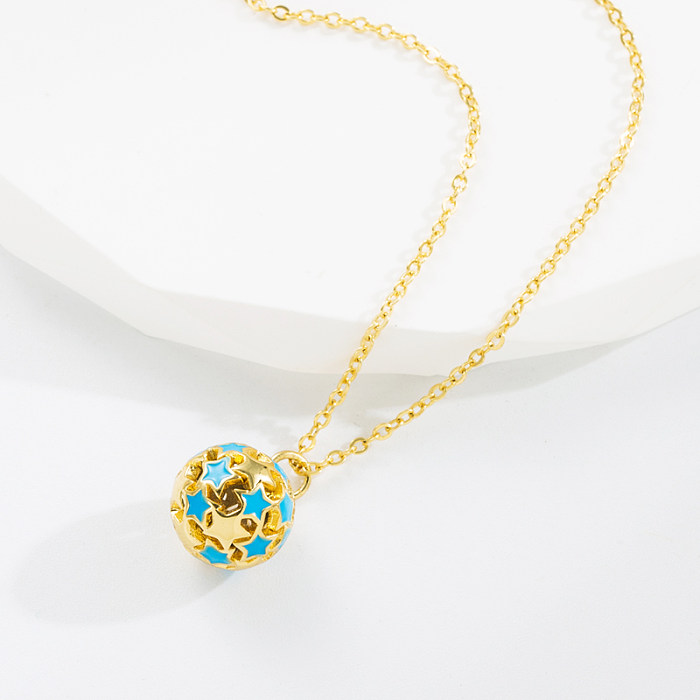 Fashion Pentagram Ball Copper Enamel Pendant Necklace 1 Piece