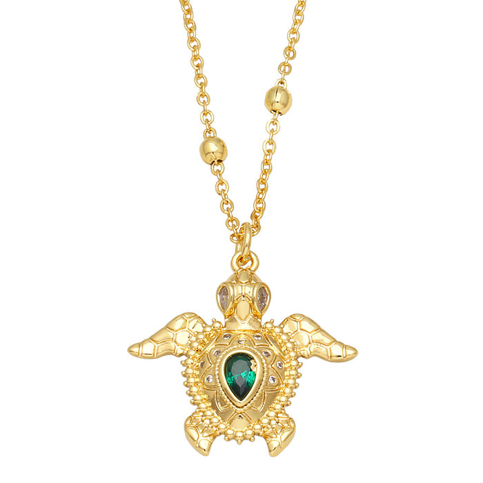 Fashion Turtle Female Animal Bird Parrot Pendant  Zircon Copper Necklace