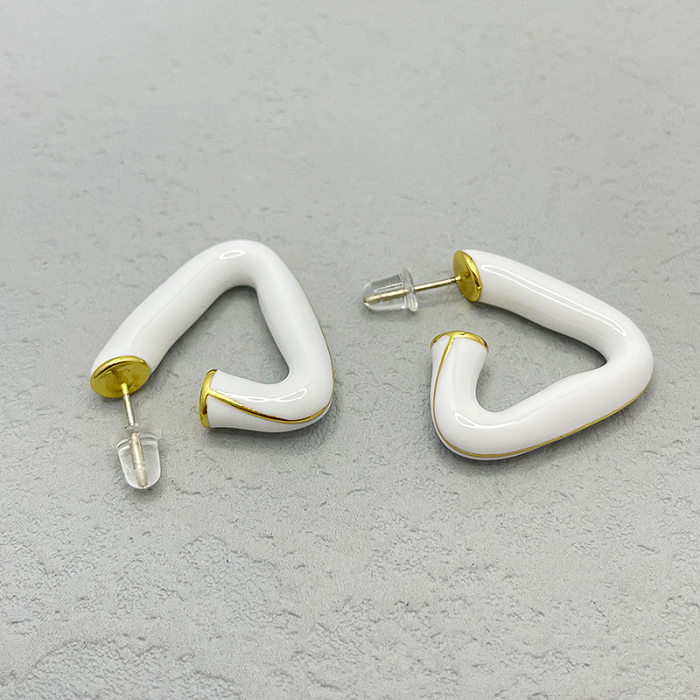 1 paire de boucles d'oreilles en cuivre émaillé géométrique de style classique de base